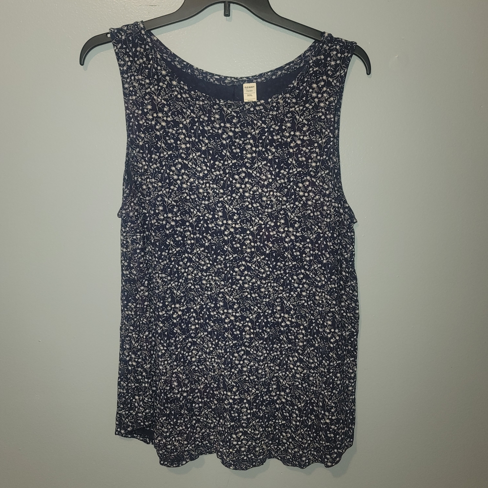 Old Navy Navy Floral Tank Top